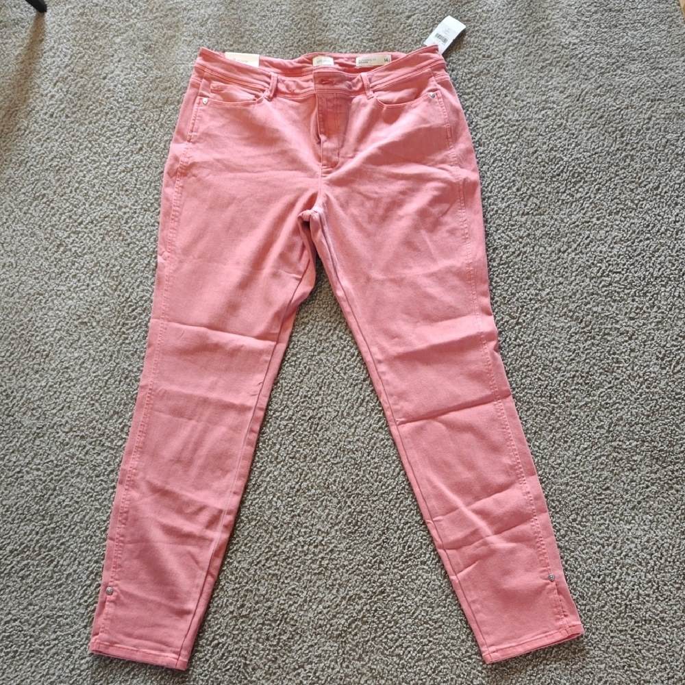 NWT J.Jill Pink Pastel Slim Ankle Jeans Size 14 Tall
